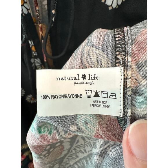 NATURAL LIFE | Maribel Floral Boho Peasant Top Black Daisy Mushroom NWT | Small - Picture 8 of 8
